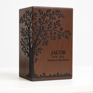 Handcrafted Rosewood Tree of Life Cremation Urn - Personalized Memorial Box