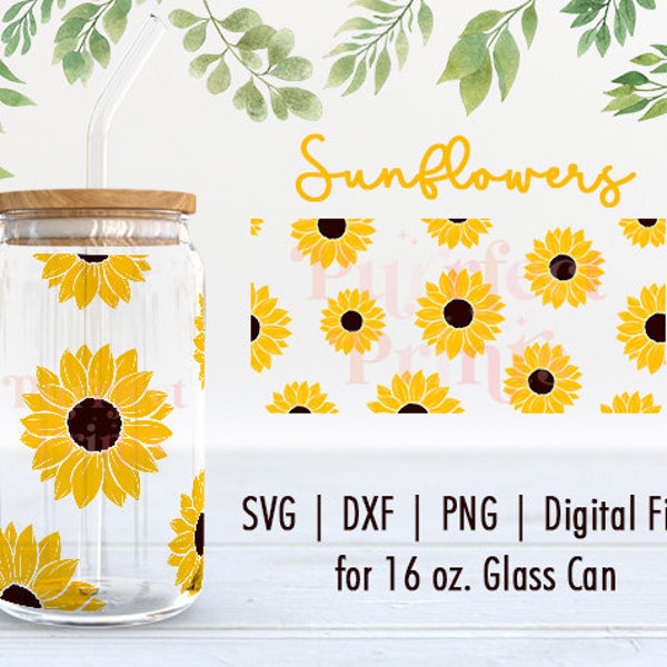 Sunflower SVG DXF PNG | Sunflower svg | Mama Glass Can svg | Libbey Glass svg | Trending svg Daisy svg | Digital Cut Files Instant Download