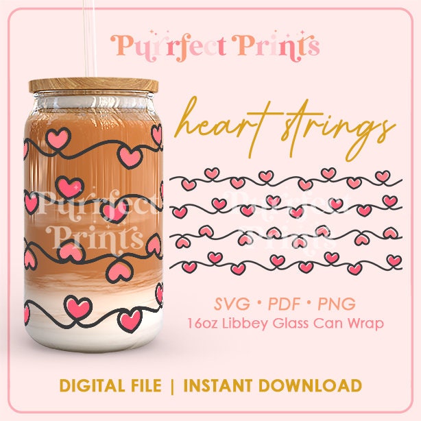 16oz Glass Can Full Wrap SVG Bundle, Valentines Day Libbey Wrap Svg ...