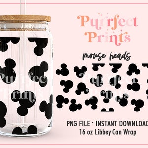 Mouse Heads PNG Wrap for Libbey 16oz Can Glass, Family Trip Tumbler Wrap png, Libbey Can Shaped Glass Wrap Template Magic Can Glass PNG File