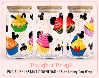Magic Can Glass Full Wrap PNG, 16oz Snacks Design png, Full Glass Can Wrap, Cartoon Tumbler, Cartoon Libbey 16oz Sublimation Design PNG File
