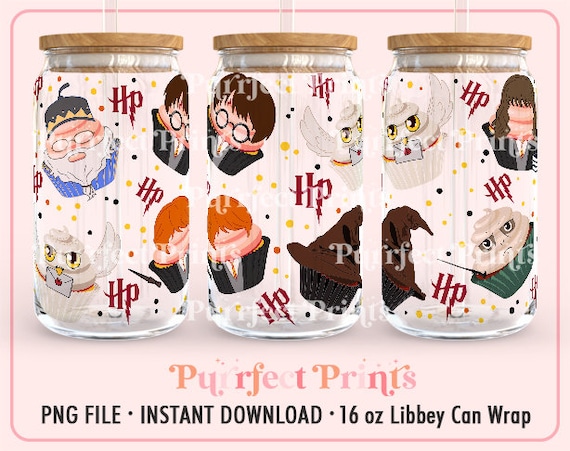 Potterhead PNG, Magic Can Glass Full Wrap png, Movie Character Glass Can 16oz, Cartoon Libbey 16oz Sublimation Design, Libbey PNG File