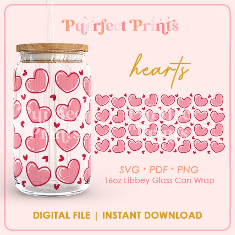 16oz Glass Can Full Wrap SVG Bundle, Valentines Day Libbey Wrap Svg ...