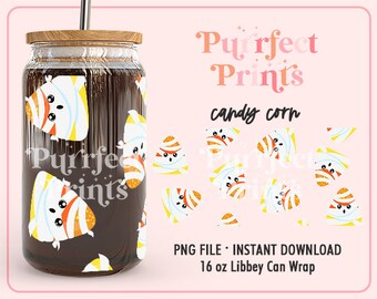 Halloween Libbey Wrap PNG, Candy Corn 16oz Wrap Template, Wrap for Libbey 16oz, Cute Kawaii Libbey Wrap, Trendy Libbey Wraps PNG File