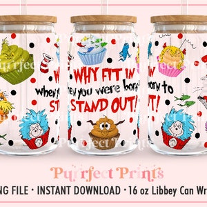 Cartoon Libbey 16oz Sublimation Design PNG, 16oz Coffee Glass png, Magic Can Glass Full Wrap png, Ariel Can Glass Wrap Libbey Can PNG File
