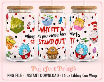 Cartoon Libbey 16oz Sublimation Design PNG, 16oz Coffee Glass png, Magic Can Glass Full Wrap png, Ariel Can Glass Wrap Libbey Can PNG File