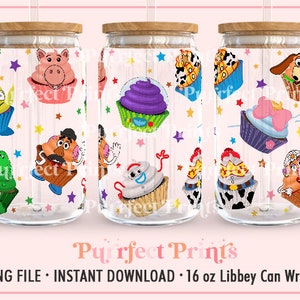 Toy Cartoon Libbey 16oz Sublimation Design PNG, Magic Can Glass Full Wrap png, 16oz Tumbler Full Wrap Design, Full Glass Can Wrap PNG File
