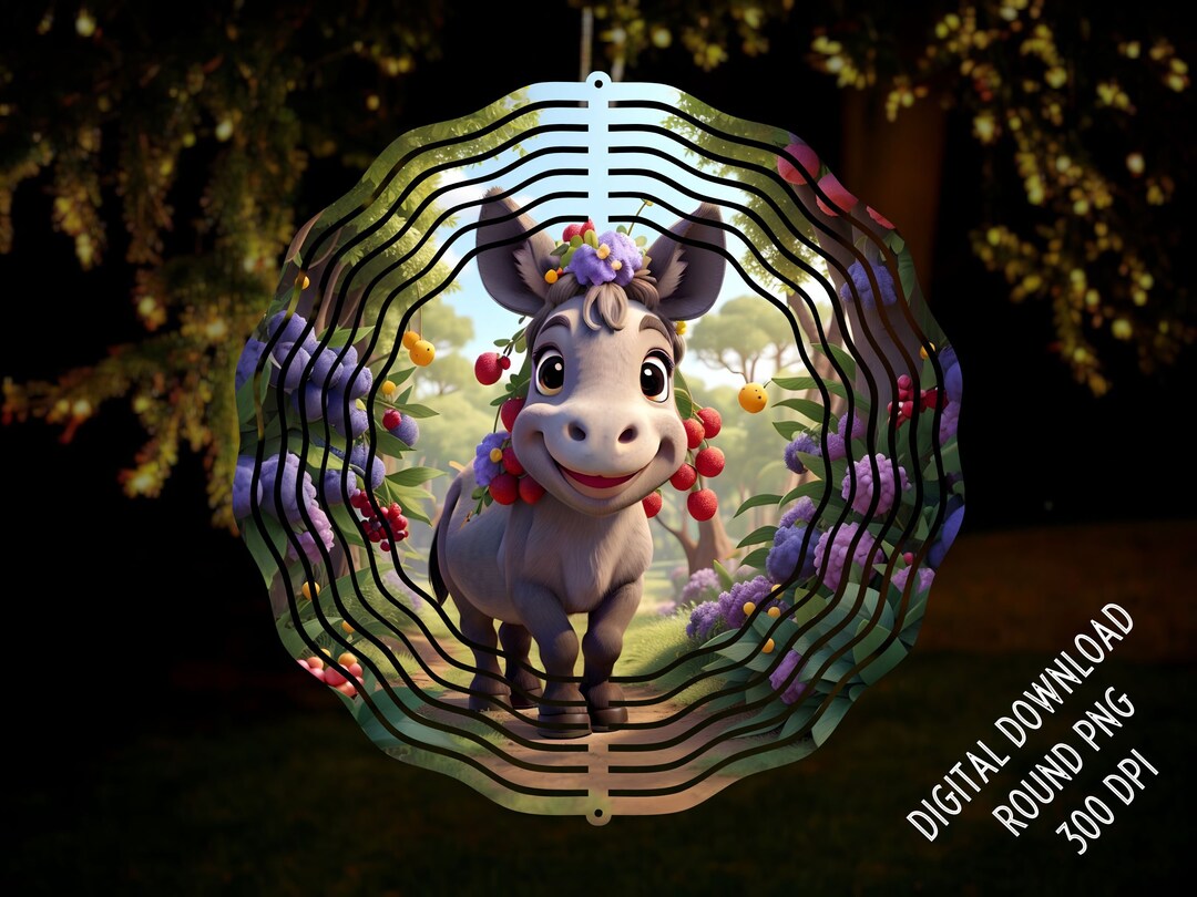 Donkey 3D Wind Spinner Png for Outdoors 10 Inch Round Etsy