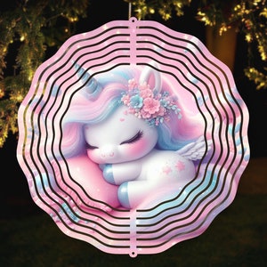 Unicorn Wind Spinner Png Schattige Baby Eenhoorn Wind Spinner Sublimatie Design, Kawai Eenhoorn, Ronde PNG-bestand, Outdoor Spinners Png