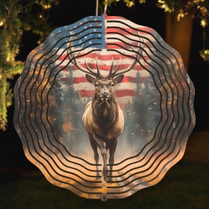 Hirsch Jagd Wind Spinner Png amerikanische Flagge Wind Spinner Sublimation Designs, sofortiger Download, runde PNG-Datei, Jagd Spinner Png