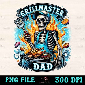 Grill Master Dad PNG, divertido diseño de sublimación de esqueleto, Grill Father Trendy Camiseta del Día del Padre Taza 4 de julio Png, Descarga digital