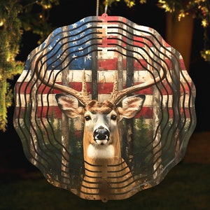 Amerikanische Flagge Hirsch Windspinner Png Buck Jagd Windspinner Sublimation Designs, Sofortiger Download, runde PNG-Datei, Jagdspinner Png