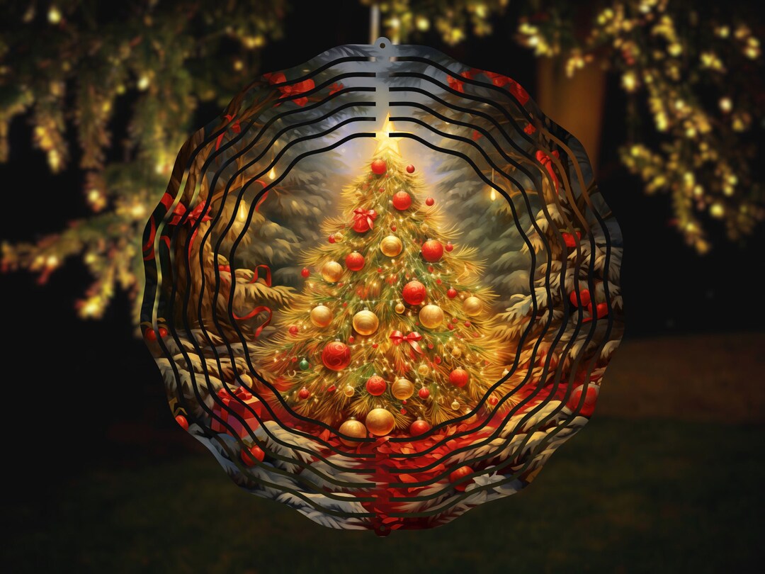 Christmas Tree Wind Spinner Sublimation Design, Christmas Wind Spinner