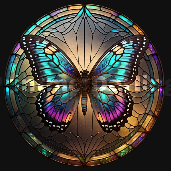 3D Butterfly Stained Glass Wind Spinner Designs Sublimation Png - Yard Spinner Png -  Garden Suncatcher Png - Stained Glass Paper Pattern