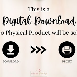 K&ouml;nnte beinhalten: Dies ist ein digitaler Download. Es wird kein physisches Produkt verkauft. Das Bild zeigt ein Download-Symbol, ein Druckersymbol und den Text "Dies ist ein digitaler Download. Es wird kein physisches Produkt verkauft."