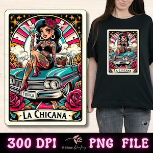 La Chicana Tarot Card PNG Divertido Diseño de Sublimación Mexicana, Chola Loteria Png, Chingona Latina Mujer Camiseta Taza PNG Descarga Digital