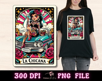 La Chicana Tarot Card PNG Funny Mexican Sublimation Design, Chola Loteria Png, Chingona Latina Woman T-Shirt Mug PNG Digital Download