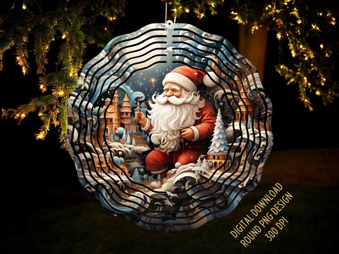 Christmas Wind Spinner Sublimation Designs, 3d Santa Windspinner Round ...