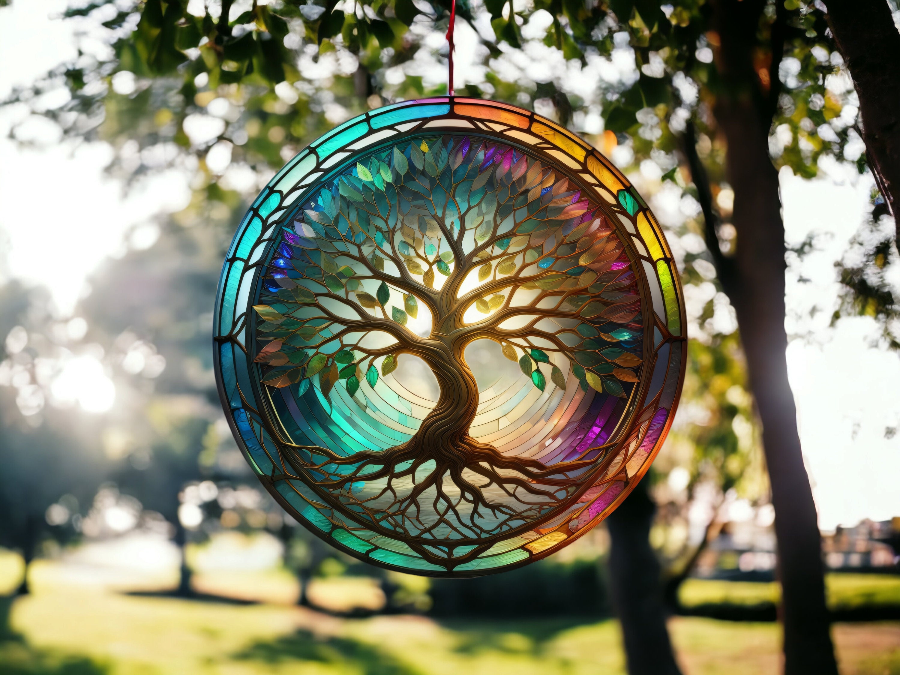 Whimsical Tree of Life 3D Stained Glass Wind Spinner Designs ...
