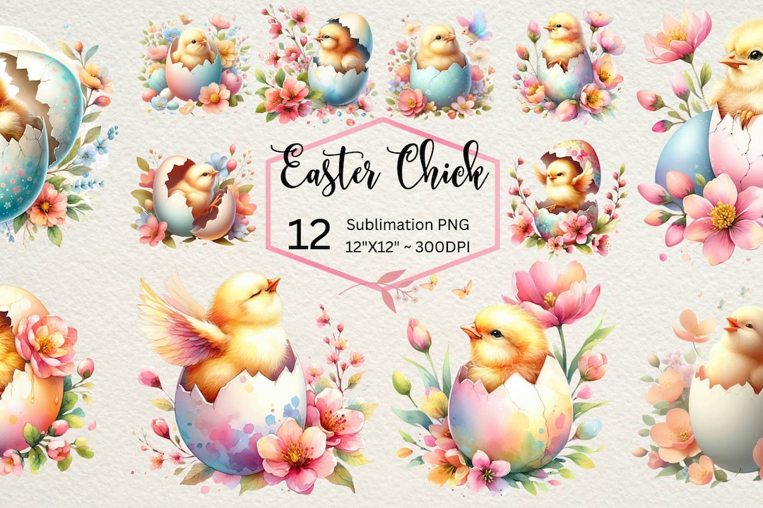 Easter Egg Chicks Clipart Png Bundle Spring Sublimation Design ...