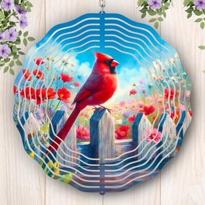 Cardinal Wind Spinner PNG, Red Cardinal Bird Wind Spinner Sublimation Design, Watercolor Flowers Cardinal Windspinner Png Digital Download