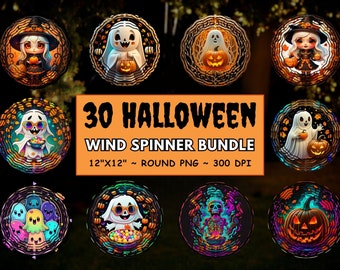 Halloween Wind Spinner Png Sublimation Design Bundle, 3D Wind Spinner Bundle, Round Stained Glass Designs, Instant Digital Download