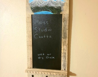 Rustic chalkboard.  Hand engraved.  Hand painted