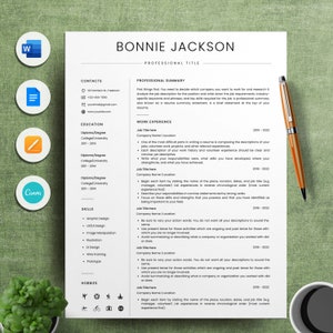 Minimalist Resume Template, Resume Template Google Docs, Mac Pages Resume Template, Modern Resume Template Word, Professional CV Template