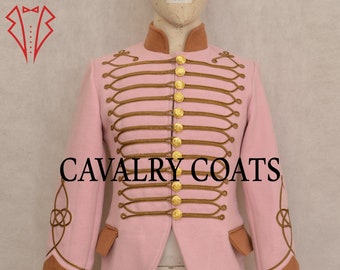 Pink Wool Hussar Jacket: Women's Military Style Fashion Coat