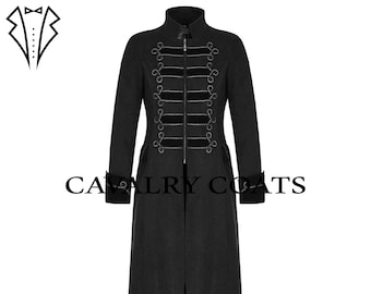 Herren Schwarzer Baumwollsamt Steampunk Gothic Aristokrat Mantel