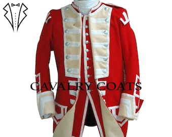 New Men's Red British 40th Regt Foot, Grenadier Coy Sargent Jacket Fashion Coat, British uniform, British Frock Coat By Cavalry Coats