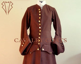 New Men Merchant Gentleman&#39;s Dark Brown Wool Frock Coat, Military Frock Coat, 18th Century Frock Coat By Cavalry Coats Worldwide Shipping