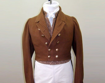 Brown Wool Regency Tailcoat: 1810-1830 British Jacket