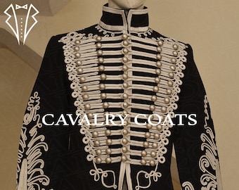 Men's Black Wool Hussar Jacket: Jimi Hendrix Style Parade Coat
