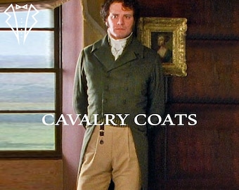 Men&#39;s Green Wool Tailcoat: Regency Victorian Military Style