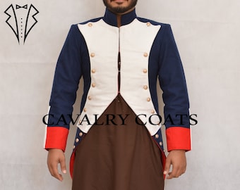 Men's Navy Blue Wool Military Tailcoat: Napoleonic Steampunk Jacket