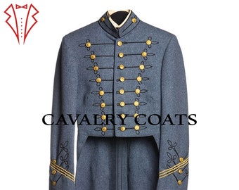 Men's Grey Wool Officer Tailcoat: Regency Military Jacket