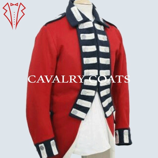 New Men's Red Wool Military's full length coat, Men's Fashion Hussar Jacket, Steampunk Hussar Jacket, British Jacket Worldwide Shipping