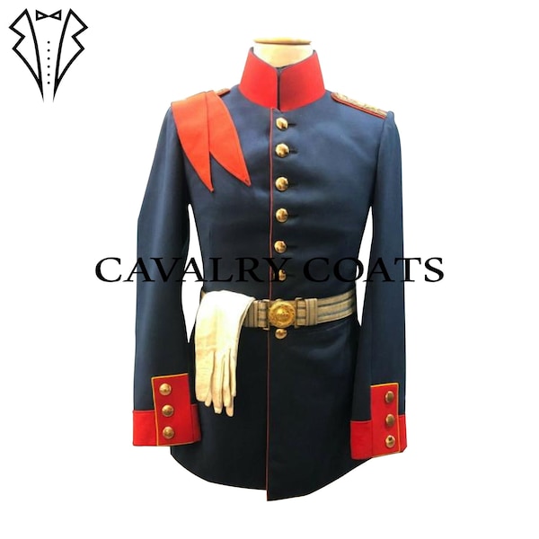 Neue Herren Marineblauuniform preussische Feldartillerieuniform Bundeswehr Tunika Bayerische offizierjacke, Goldener Knopf Geben Einzigartige Note