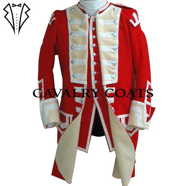 New Men's Red British 40th Regt Foot, Grenadier Coy Sargent Jacket Fashion Coat, British uniform, British Frock Coat By Cavalry Coats