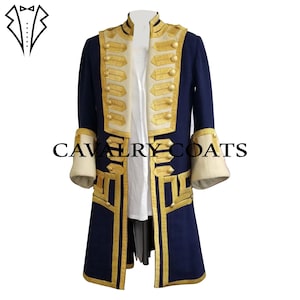 Men&#39;s Navy Blue Wool Tailcoat: Victorian Regency Military Uniform