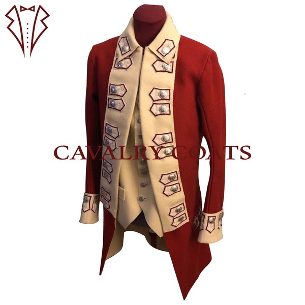 New Men Wool 18/19 Century European Royal Military Officer Coat Custom Historical Frock Coat, British France Army Coat, Cavalry Coats