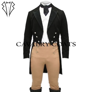 Handmade Black British Wool Tailcoat: Men's Regency Jacket