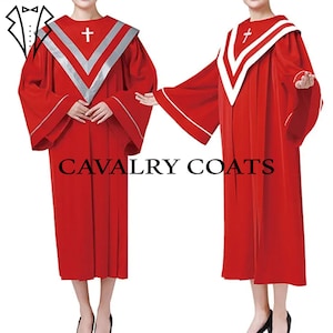 Red & Gray Cotton Choir Robe: Women&#39;s Church Attire Gown