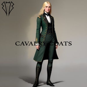 Green Cotton Military Tailcoat: Women&#39;s Regency Style Jacket