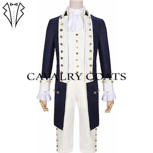 Men&#39;s Navy Blue Wool Military Jacket: George Washington, Alexander Hamilton Costume