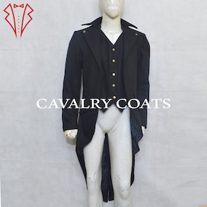 New Men Tailcoat, Regency Style Tailcoat, Steampunk Tailcoat, Punk Jacket, Victorian Trench Coat, Military Tailcoat Black Wool Jacket