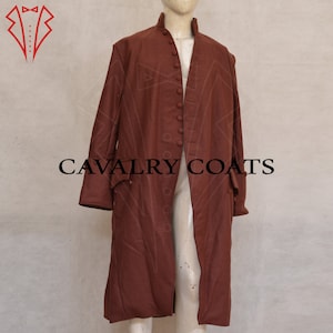 Brown Wool Frock Coat: 18th Century Military Officer Style