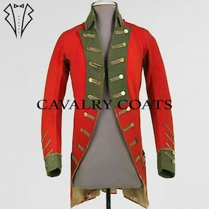 Men&#39;s Red Wool 18th Century Military Frock Coat