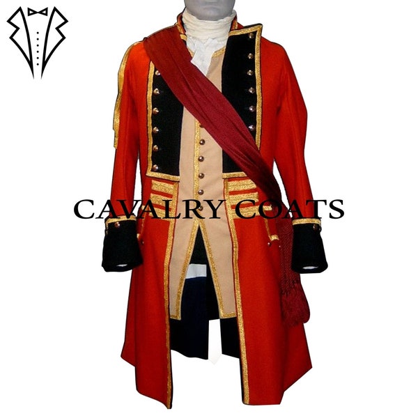 New Red Wool British Major General Officer Cold stream Guard Jacket, British General Officer Jacket, British Officer Jacket By Cavalry Coats